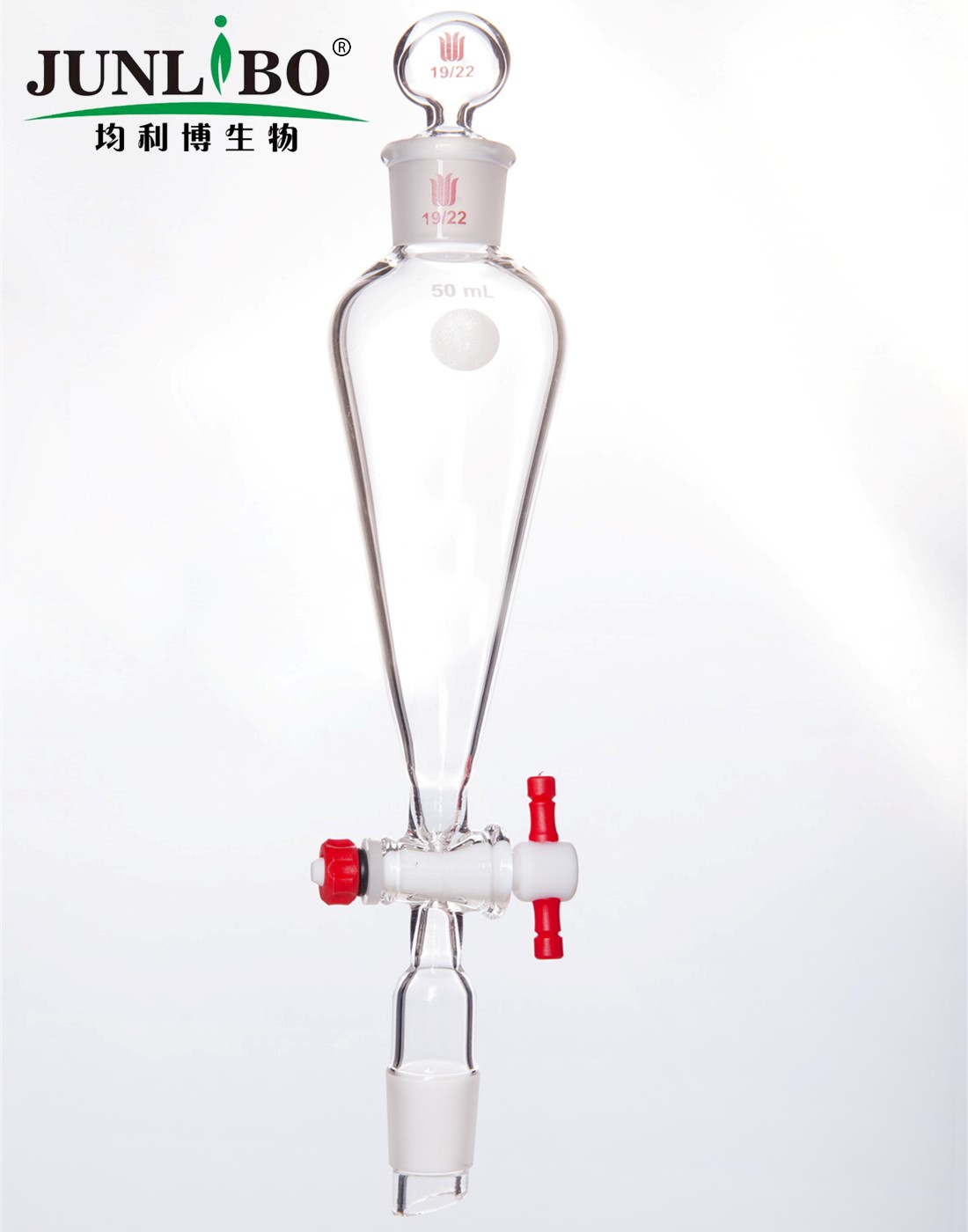 分液漏斗,上下磨口:19/22,2mm,玻璃塞子,50ml