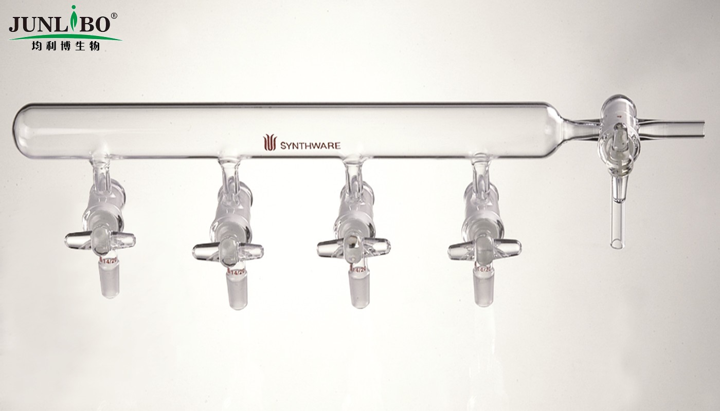 单排管真空气体分配器,实心玻璃节门,14/20,右T型节门