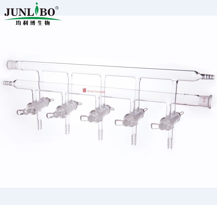 双排管真空气体分配器(实心节门塞),5组,横梁前左后右为10mm小咀,前右后左为19/22磨口