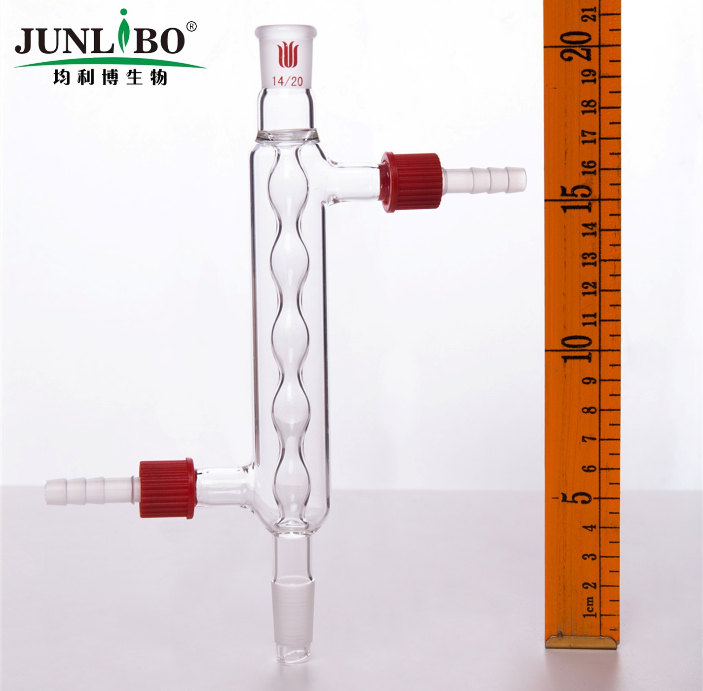 球型冷凝器,具可拆式小咀,14/20,夹层长120mm,φ8mm小咀