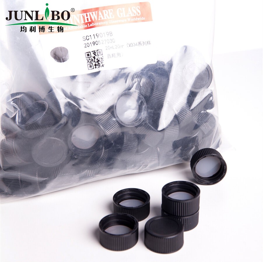 无孔螺纹黑盖 垫 20mL (PTFE/本色硅胶垫)100个/套