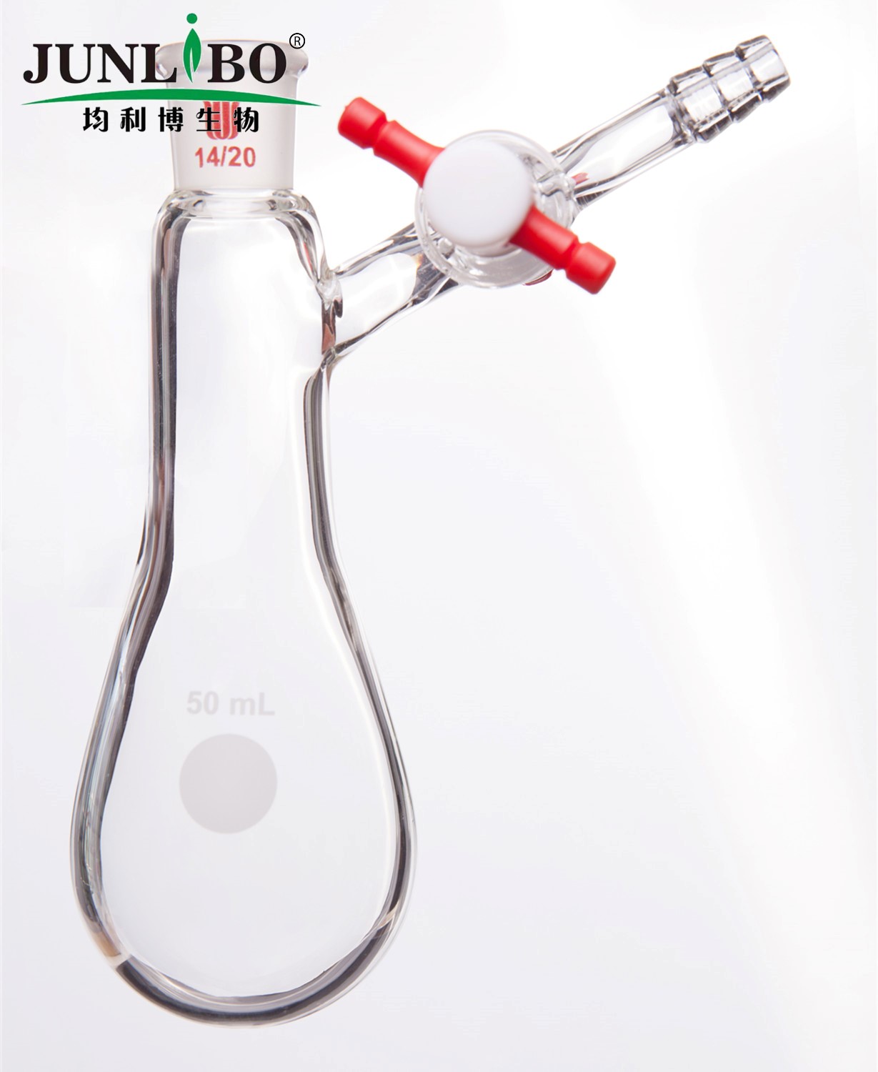 反应茄瓶,磨口:14/20,50ml,四氟节门