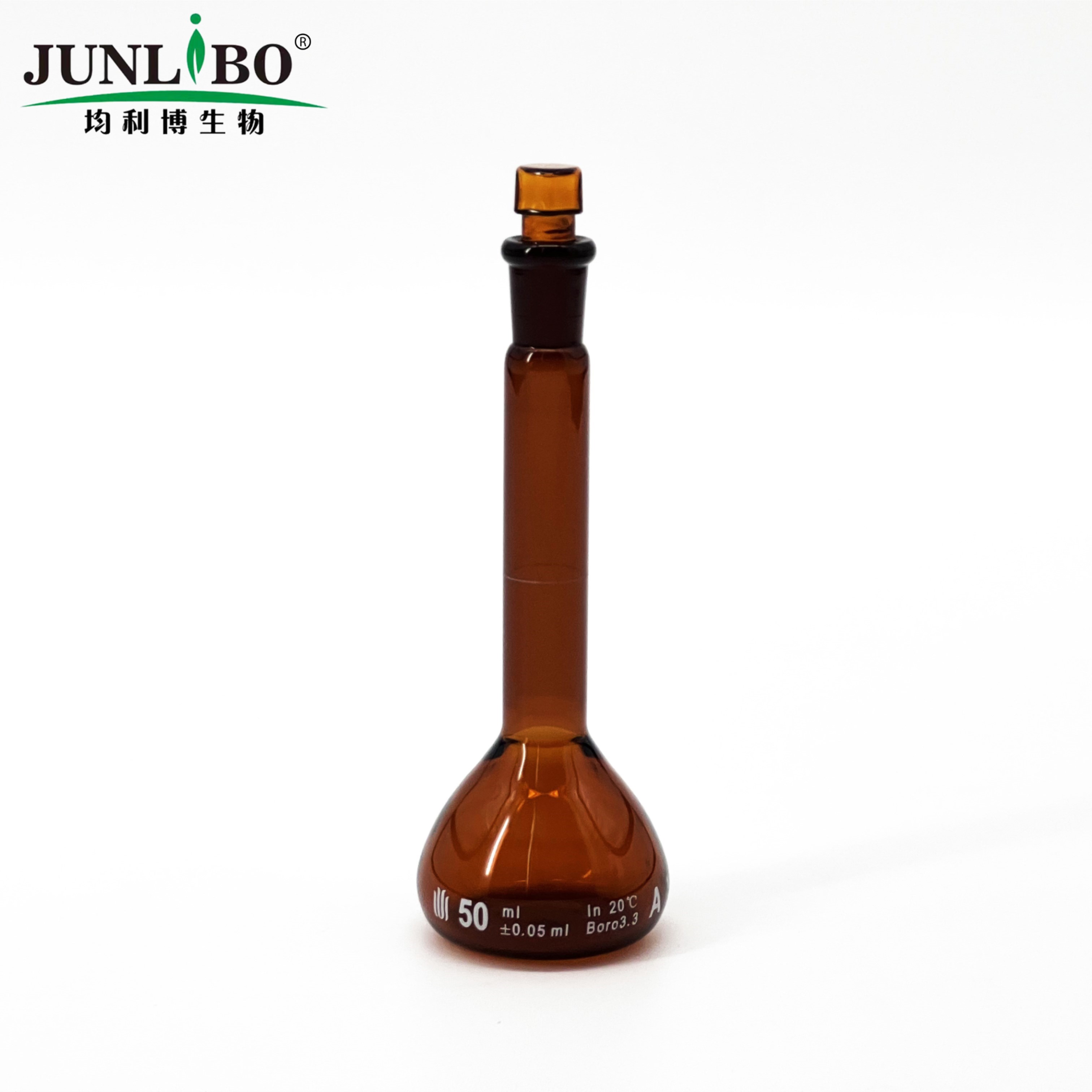 12/21口 50ml棕色容量瓶,标配玻璃塞,不带个体检测证书,2支/盒