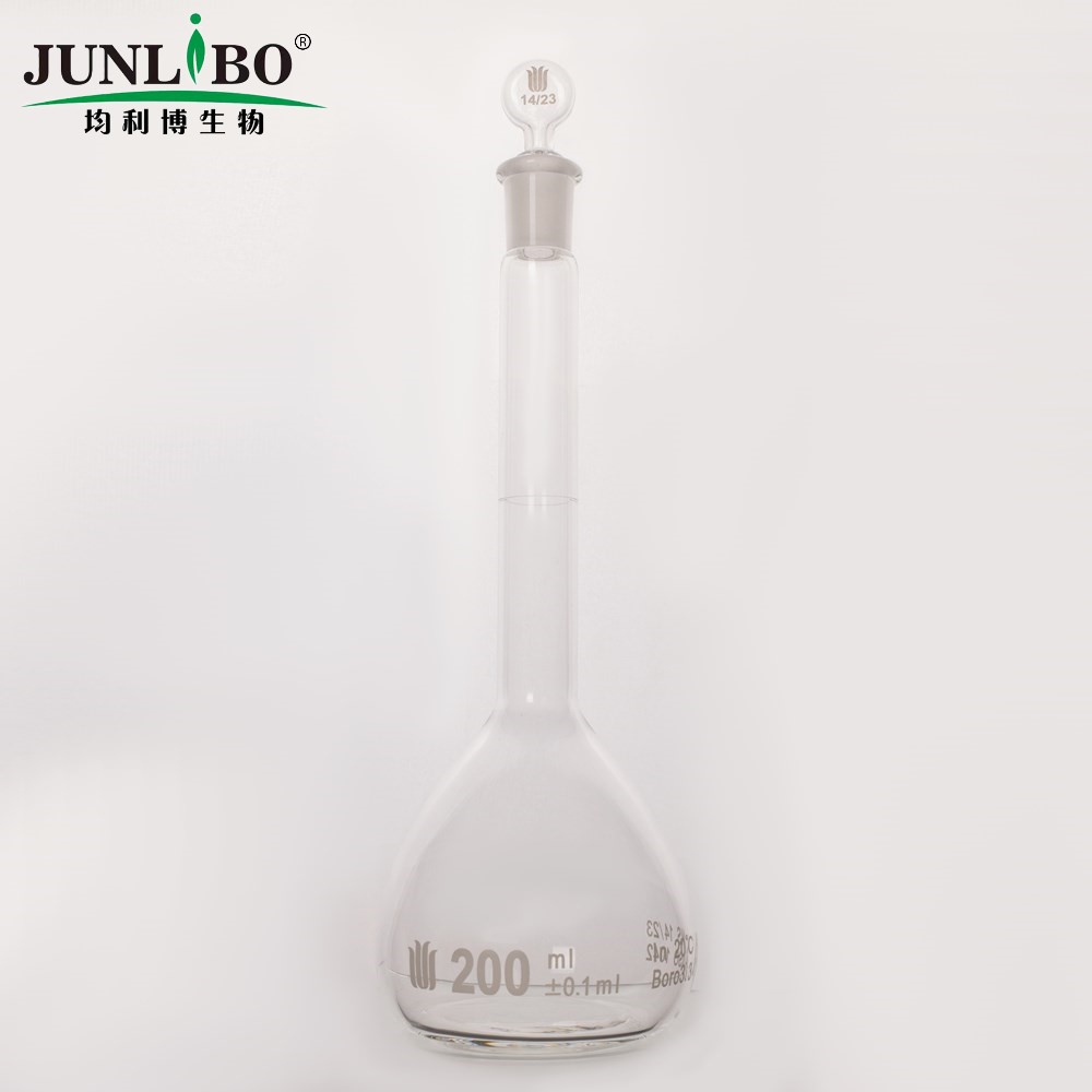 14/23口 200ml容量瓶,标配玻璃塞,不带个体检测证书,2支/盒
