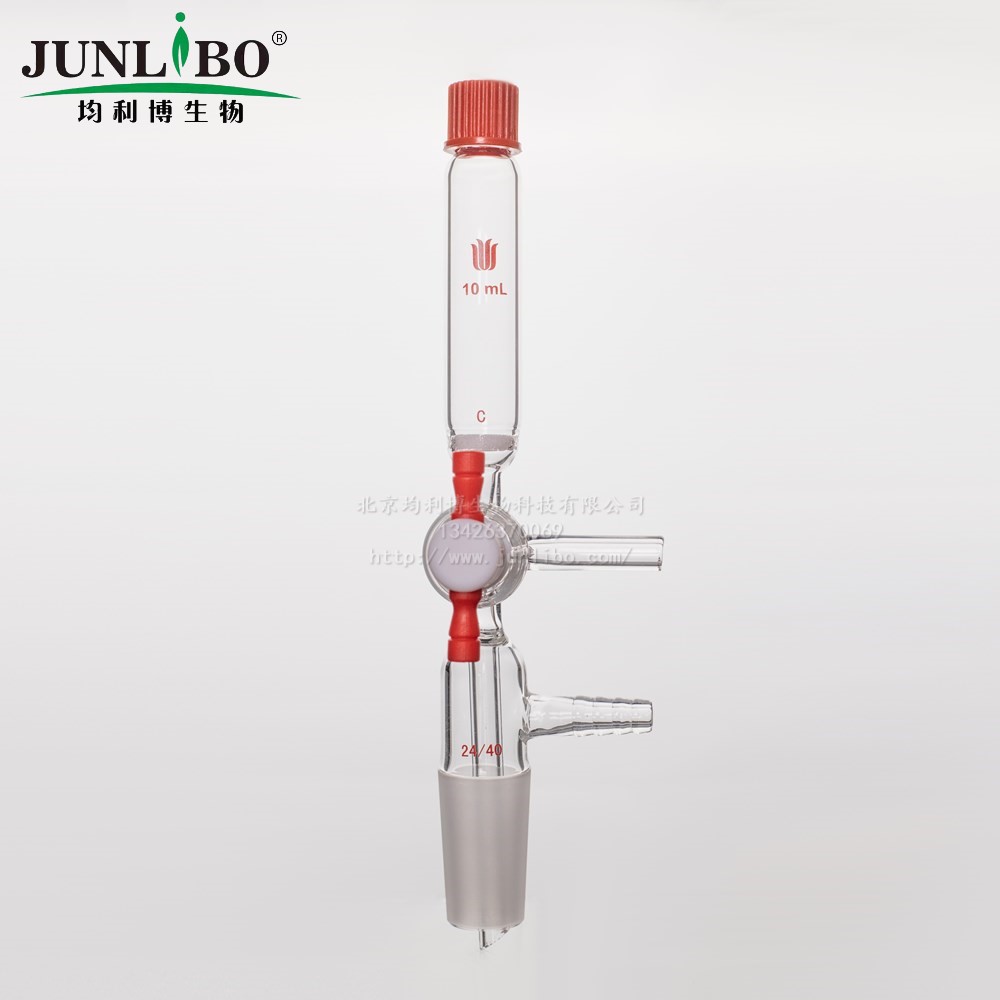 多肽固相合成管,T型四氟节门,小咀,24/40外磨口,10ml,14#,G2