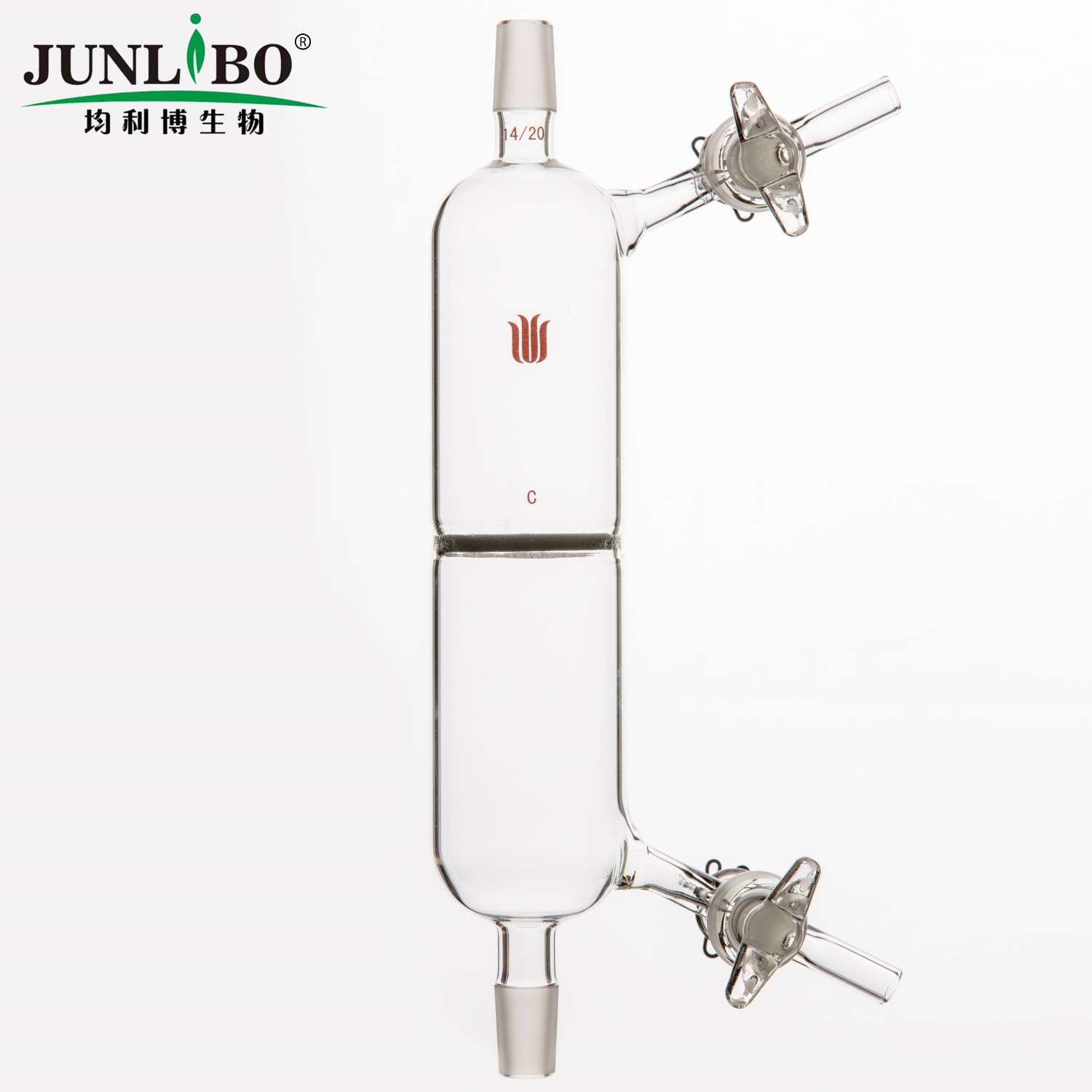 具砂板过滤管,2个玻璃节门,砂芯直径：40mm,孔隙规格：G2,磨口：14/20