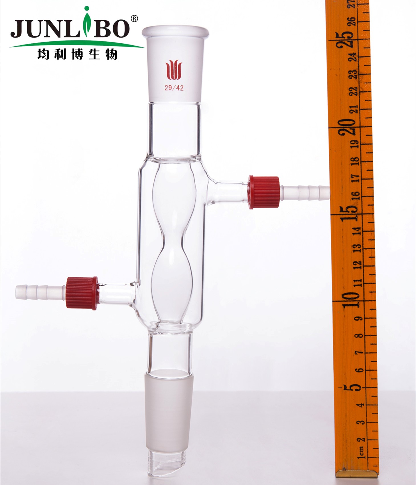 球型冷凝器,具可拆式小咀,29/42,夹层长100mm,φ8mm小咀