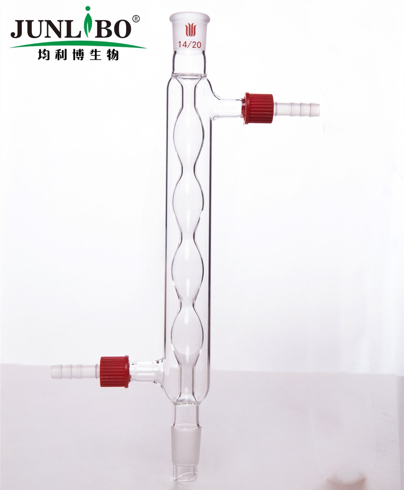 球型冷凝器,具可拆式小咀,14/20,夹层长200mm,φ8mm小咀