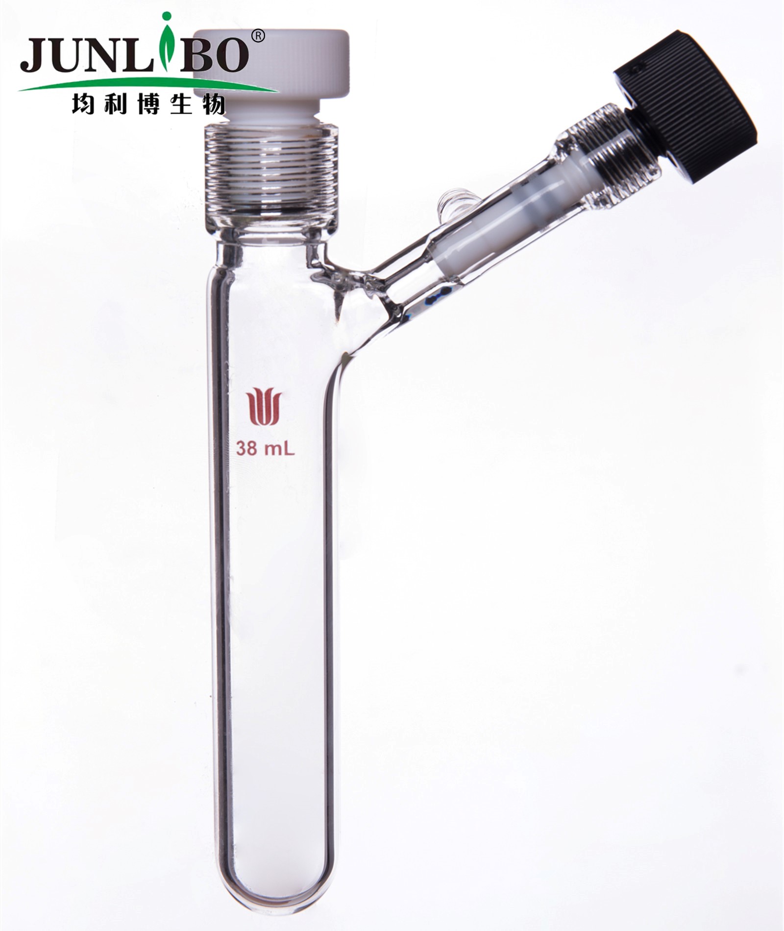 四氟全包O型圈,15#内螺纹38ml厚壁反应瓶,侧管7#内螺纹4mm高真空