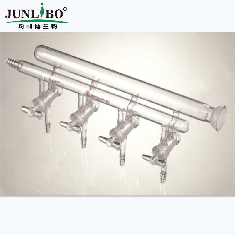 双排管真空气体分配器,实心玻璃节门,4组,左前小咀,右后球碗