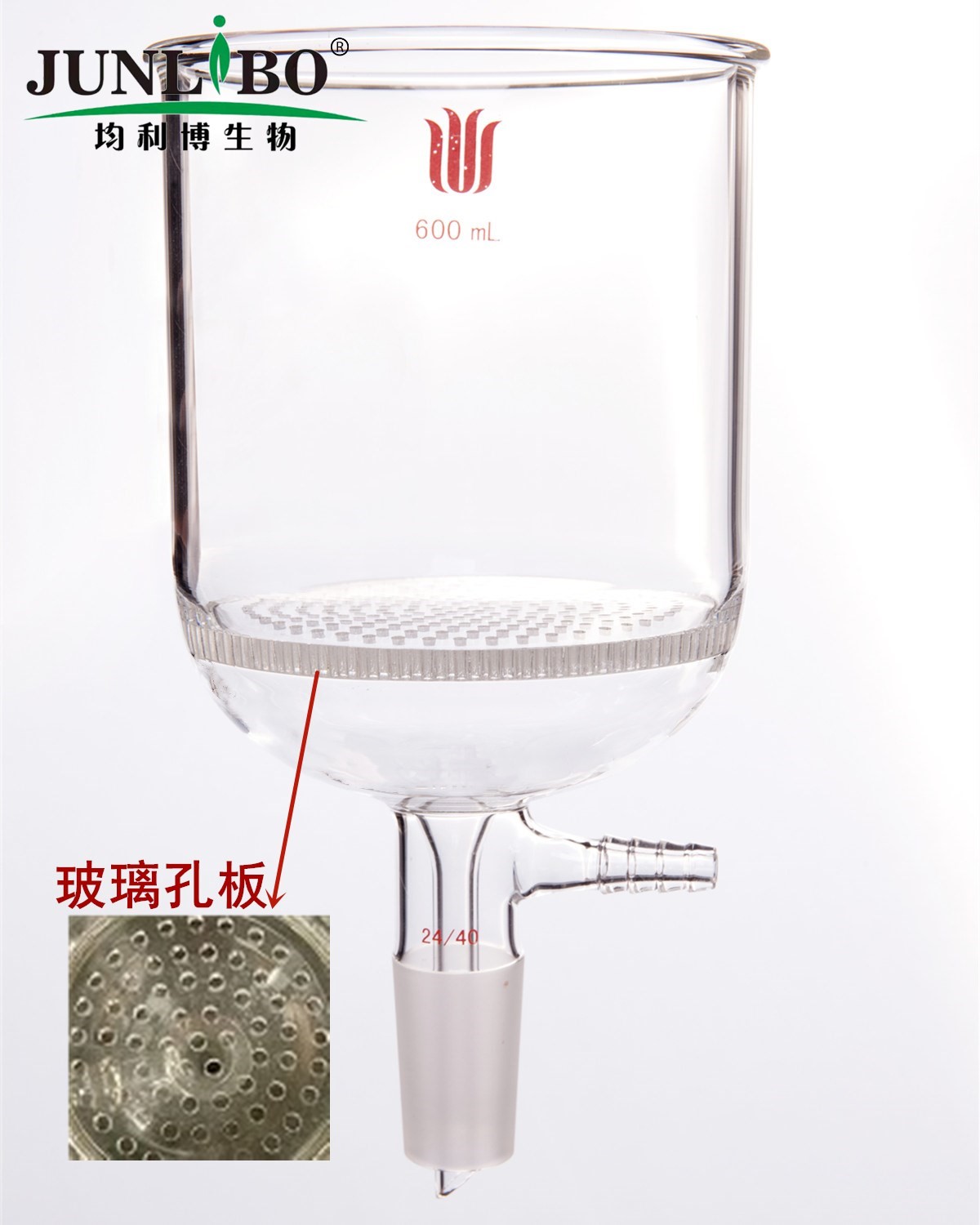 具玻璃板布什漏斗,容量：600ml,磨口：24/40
