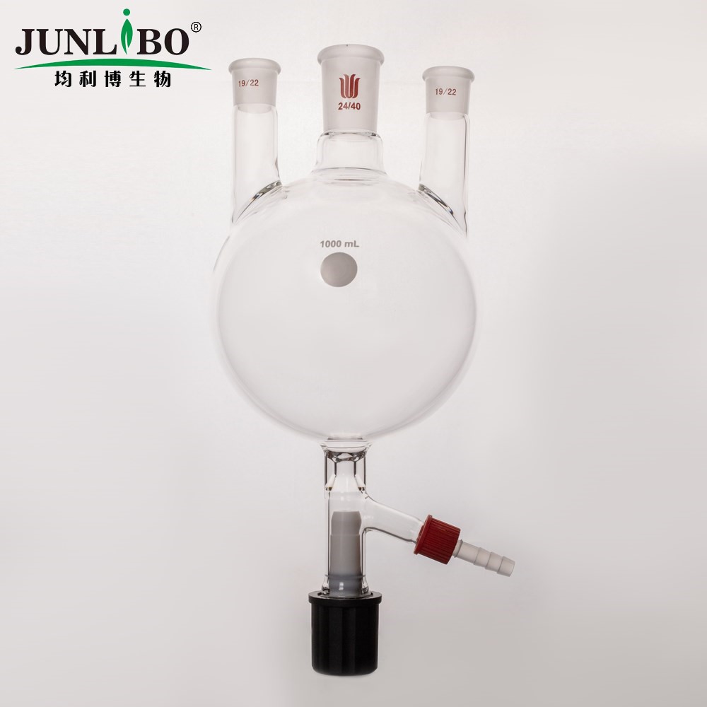 直三口圆底烧瓶,具8mm高真空,主口24/40,侧口19/22,1000ml
