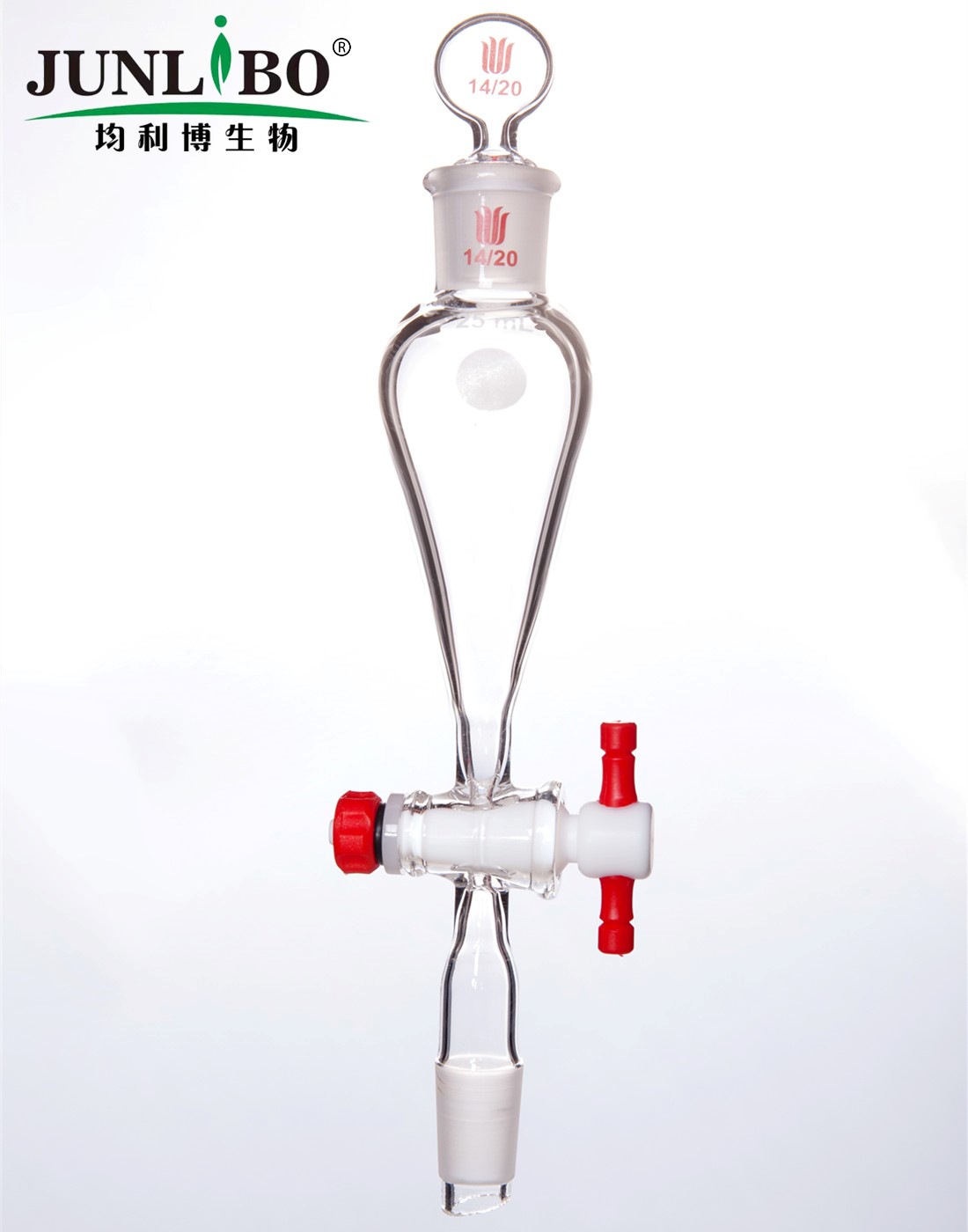 分液漏斗,上下磨口:14/20,2mm,玻璃塞子,25ml