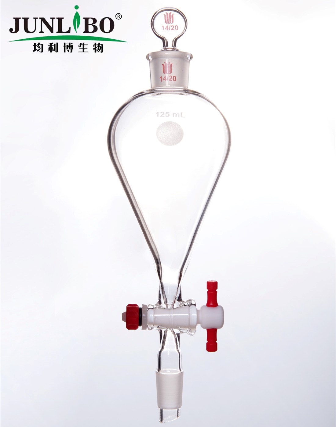 分液漏斗,上下磨口:14/20,2mm,玻璃塞子,125ml