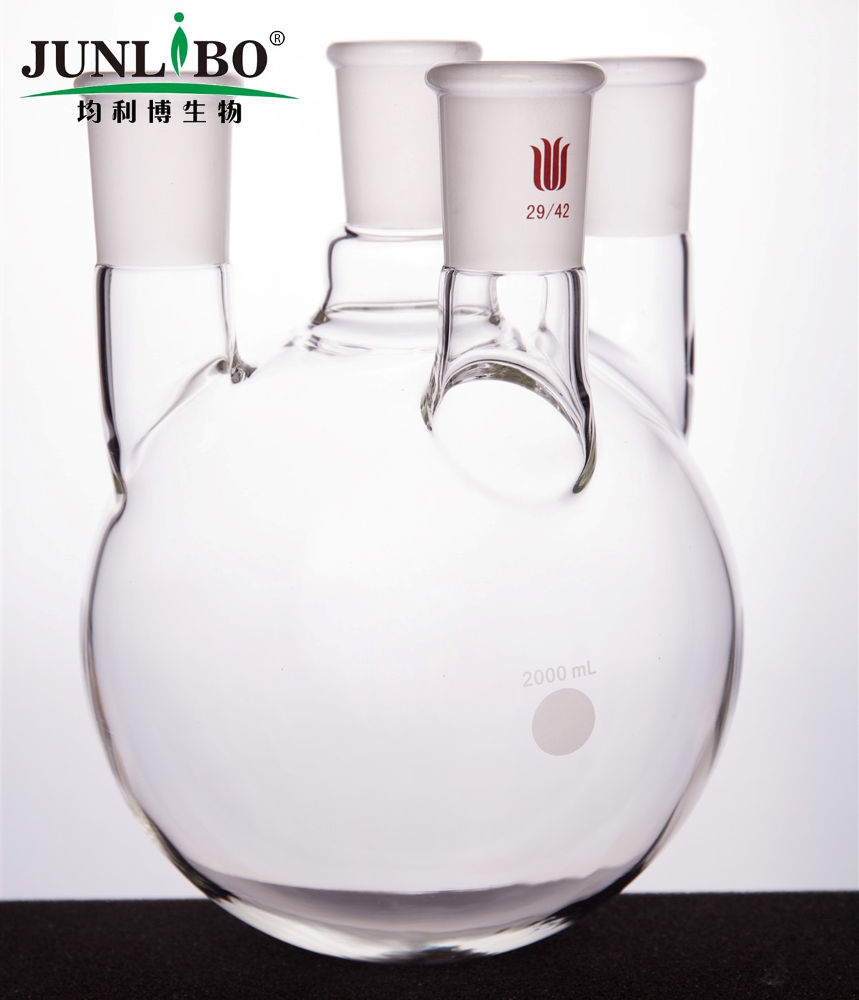 直四口圆底球瓶,中间磨口:29/42,侧磨口:29/42,2000ml