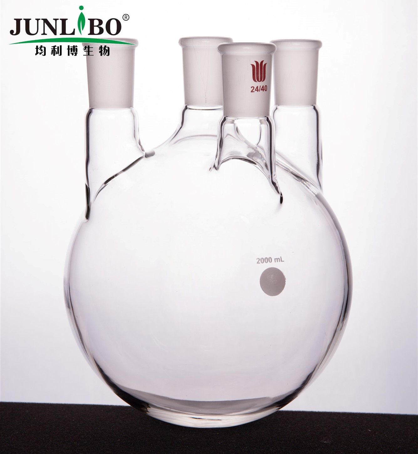 直四口圆底球瓶,中间磨口:24/40,侧磨口:24/40,2000ml