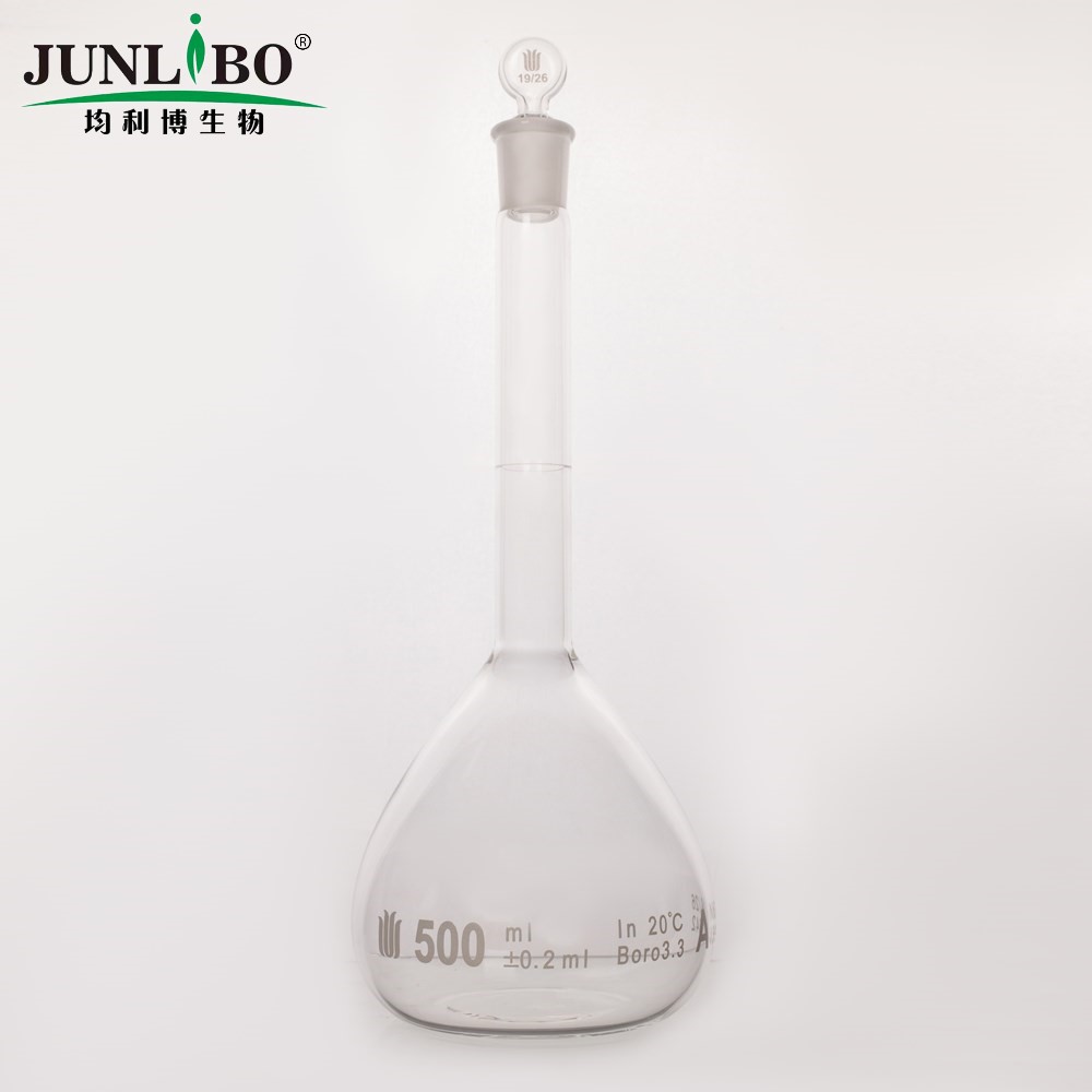 19/26口 500ml容量瓶,标配玻璃塞,带个体检测证书,2支/盒