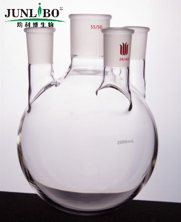 直四口圆底球瓶,中间磨口:55/50,侧磨口:24/40,2000ml