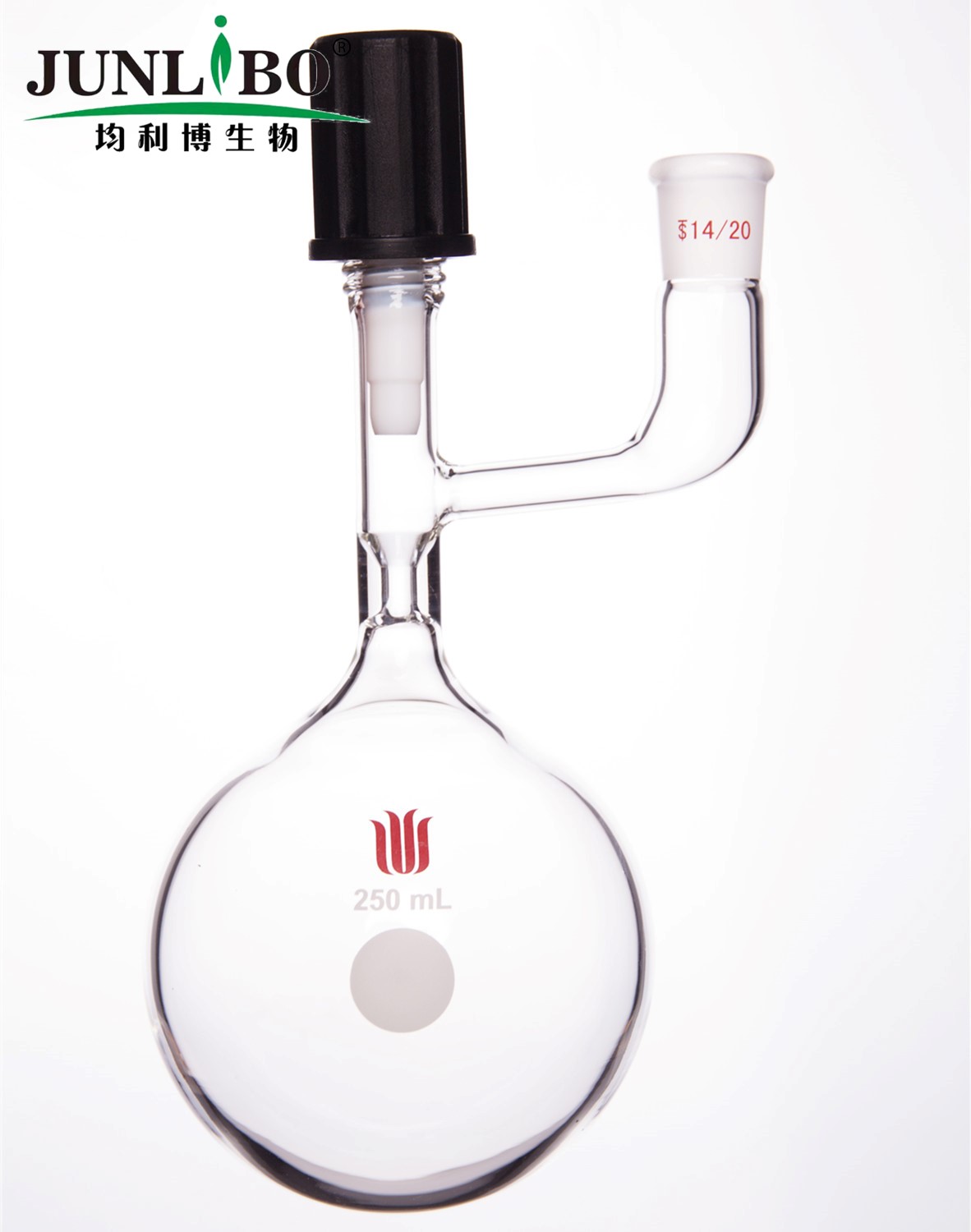 溶剂储存球瓶,内磨口,14/20,250ml,4mm高真空阀