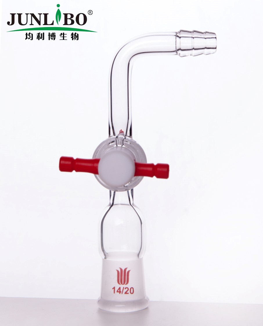 90°抽气接头,内磨口,具四氟节门,14/20,2mm节门孔径