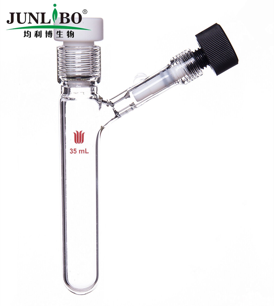 15#内螺纹35ml厚壁反应瓶,侧管7#内螺纹0-4mm高真空节门