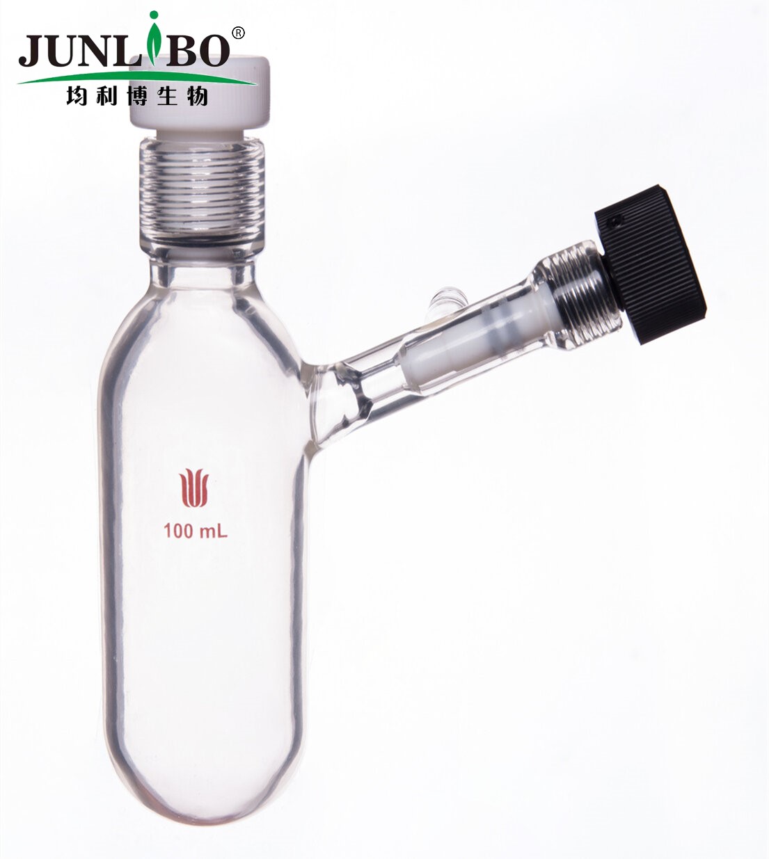 15#内螺纹100ml厚壁反应瓶,侧管7#内螺纹0-4mm高真空节门