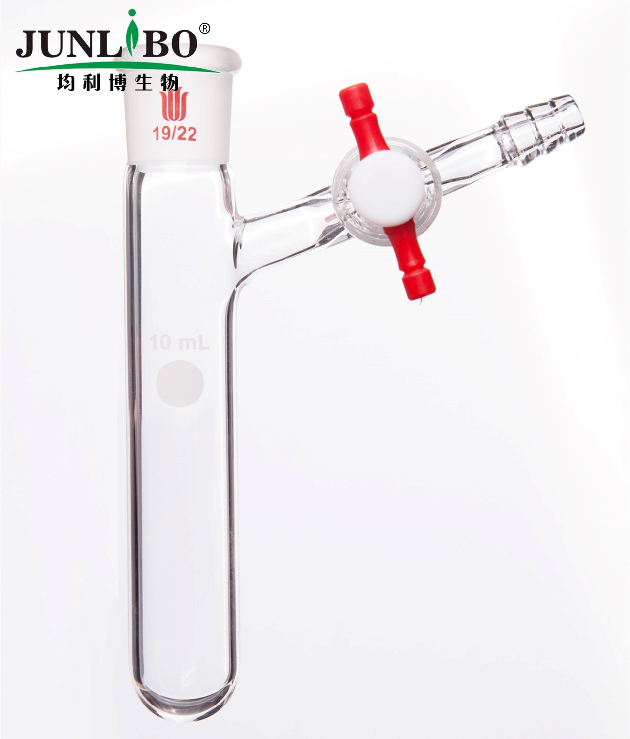 反应管,内磨口19/22,具2mm四氟节门,10ml