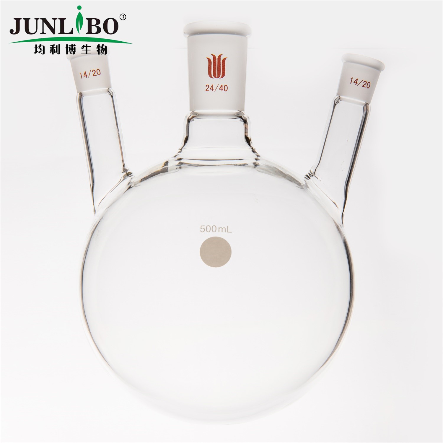 小角度三口球瓶,厚壁高强度,中间磨口:24/40,侧磨口:14/20,1000ml