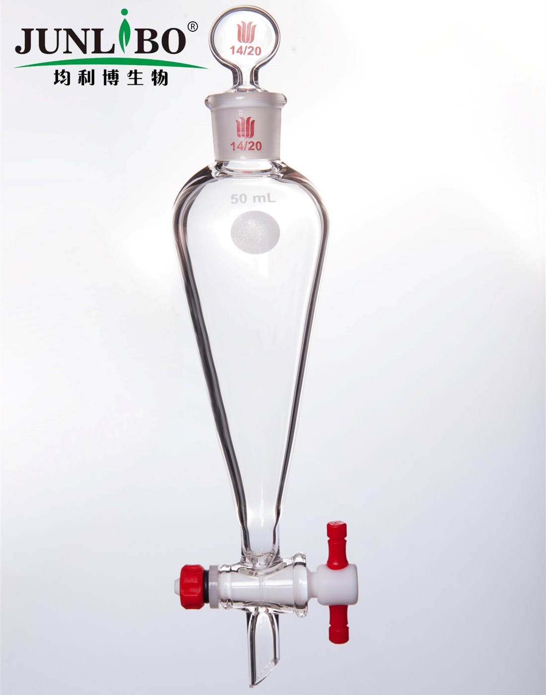 分液漏斗,上磨口:14/20玻璃口塞,2mm四氟节门塞,50ml